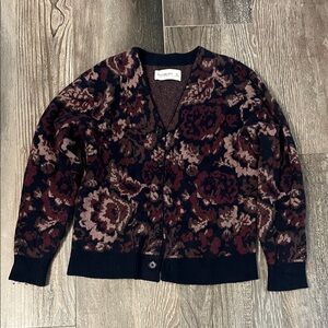 Abercrombie & Fitch Soft Patterned Knit Sweater - Burgundy and Navy